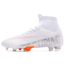 Men Soccer Shoes AG High Ankle Football Boots Men Sneakers-White